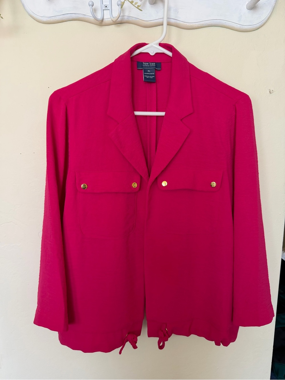 New York & Company Fuchsia Button-Front Utility Lightweight Jacket